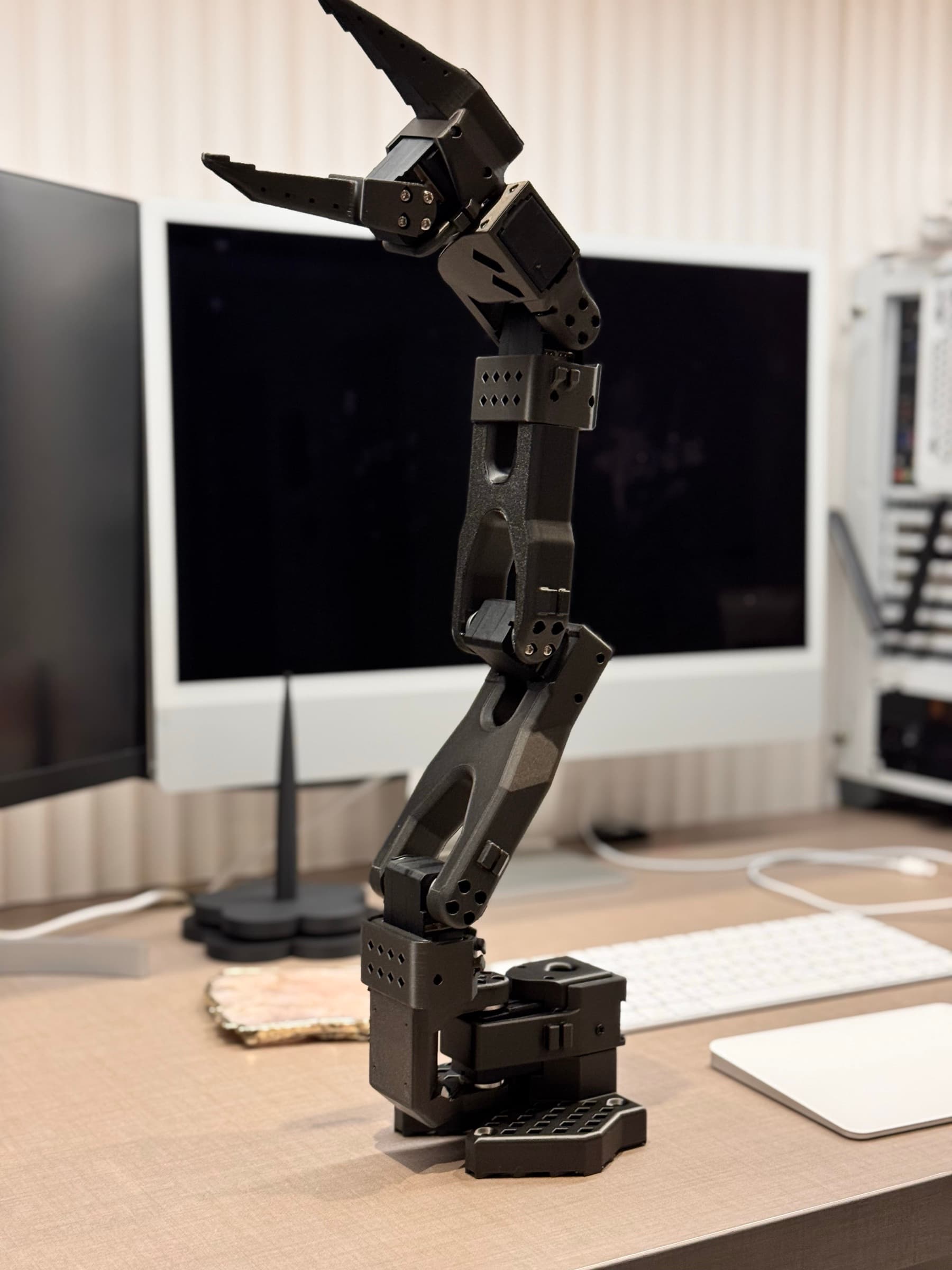 First assembled SO101 robotic arm on a desk